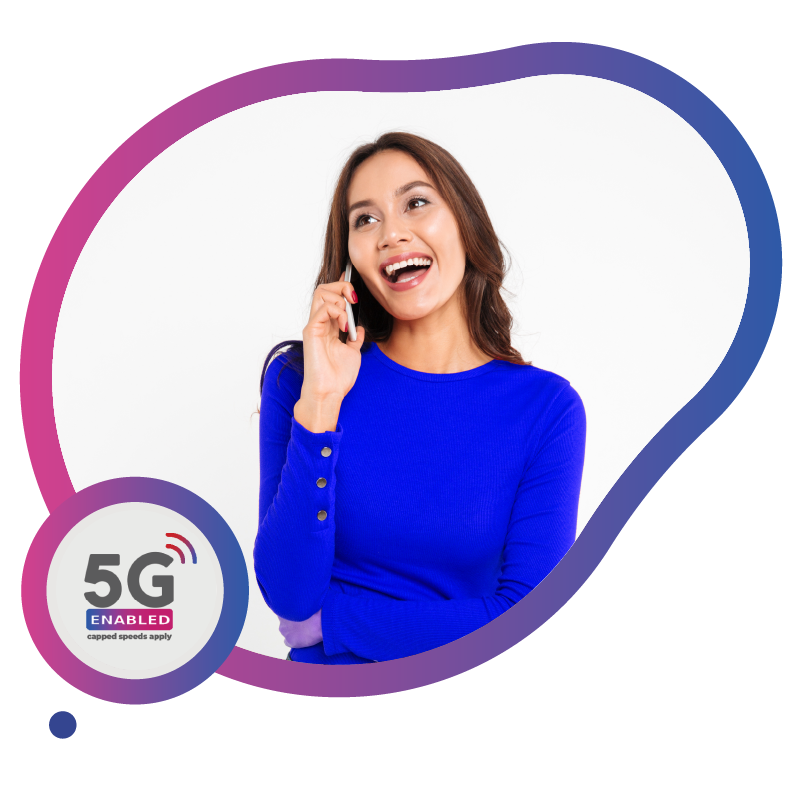 Happy woman using a mobile phone, enjoying top-rated 5G-enabled travel eSIM solutions from eSIMsStore for seamless connectivity in Australia.